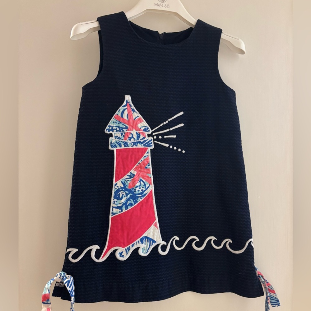 Lilly Pulitzer Navy Blue Kids Dress with Lighthouse Design